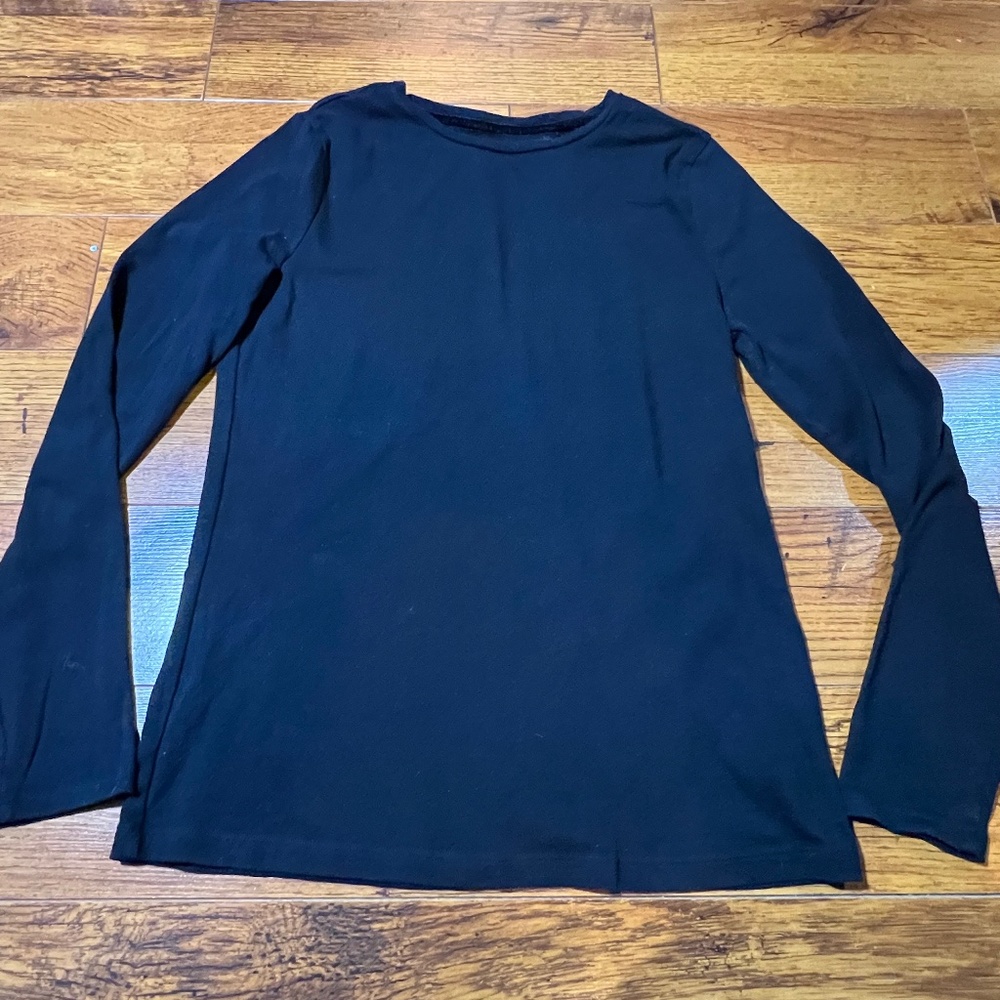 Jessica - Long Sleeve Black Cotton Shirt - Size M (10-12)